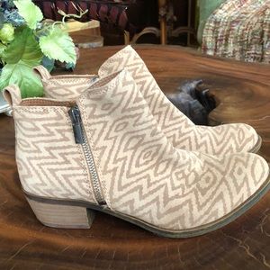 Lucky Brand patterned suede booties